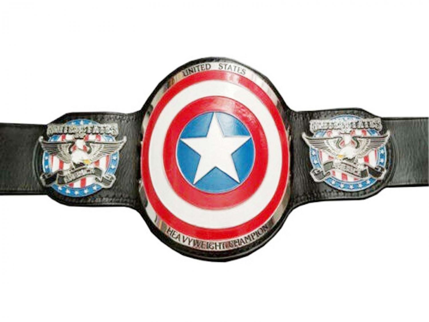 USA UNITED STATES HEAVYWEIGHT STAR LOGO CHAMPIONSHIP BELT BLACK LEATHER STRAP ADULT SIZE