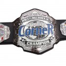 WRESTLING CORNER CHAMPIONSHIP.DE GERMANY BELT BLACK LEATHER STRAP ADULT SIZE