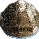 FANDU BIG GOLD TRIPPLE H WRESTLING CHAMPIONSHIP BELT WHITE LEATHER STRAP ADULT SIZE