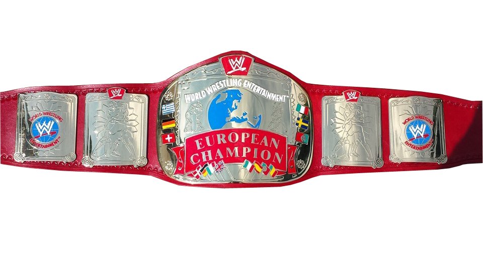 EUROPEAN WRESTLING CHAMPIONSHIP BELT RED LEATHER STRAP ADULT SIZE
