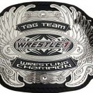 TAG TEAM WRESTLE-1 WRESTLING CHAMPIONSHIP BELT BLACK LEATHER STRAP ADULT SIZE