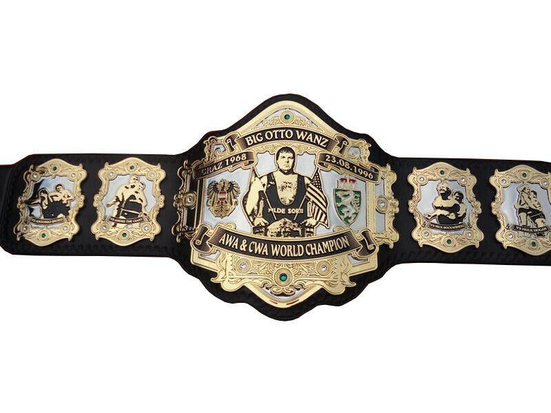 BIG OTTO WANZ AWA CWA WORLD WRESTLING CHAMPIONSHIP LEATHER STRAP BELT ADULT SIZE