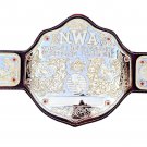 NWA FANDU BIG GOLD HEAVYWEIGHT WRESTLING CHAMPIONSHIP BELT BROWN LEATHER STRAP ADULT SIZE