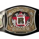 EDGE RATED WRESTLING CHAMPIONSHIP BELT BLACK LEATHER STRAP ADULT SIZE