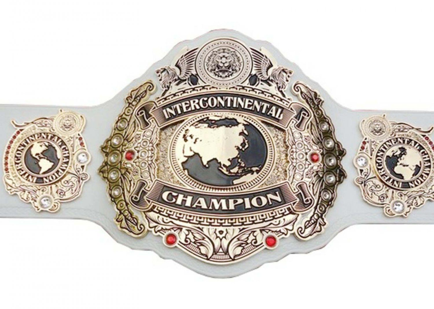 Intercontinental Wrestling Championship Custom Made White Leather Strap Belt Adult Size