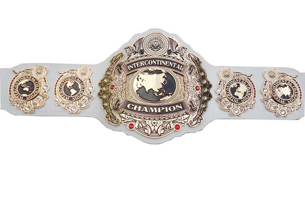 Intercontinental Wrestling Championship Custom Made White Leather Strap Belt Adult Size 1647