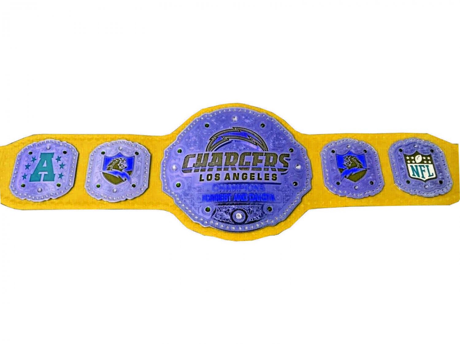 CHARGERS LOS ANGELES NFL WRESTLING CHAMPIONSHIP YELLOW LEATHER STRAP