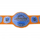CHARGERS LOS ANGELES NFL WRESTLING CHAMPIONSHIP ORANGE LEATHER STRAP BELT ADULT SIZE