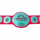 CHARGERS LOS ANGELES NFL WRESTLING CHAMPIONSHIP PINK LEATHER STRAP BELT ADULT SIZE