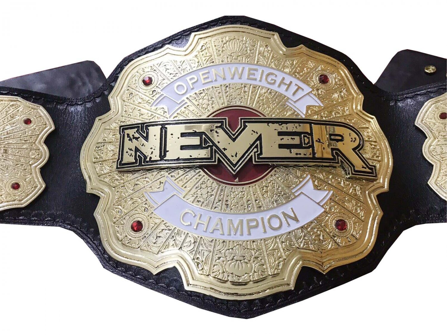 NEVER OPENWEIGHT WORLD WRESTLING CHAMPIONSHIP LEATHER STRAP BELT ADULT SIZE