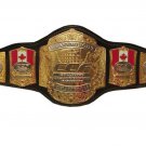 ADULT SIZE BLACK LEATHER STRAP CCF WORLD WRESTLING CHAMPIONSHIP BELT