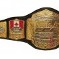 ADULT SIZE BLACK LEATHER STRAP CCF WORLD WRESTLING CHAMPIONSHIP BELT