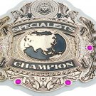 SPECIALIST WRESTLING CHAMPIONSHIP CUSTOM MADE WHITE LEATHER STRAP BELT ADULT SIZE