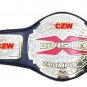CZW X DIVISION CUSTOM MADE CHAMPION WRESTLING BELT BLACK LEATHER STRAP ADULT SIZE