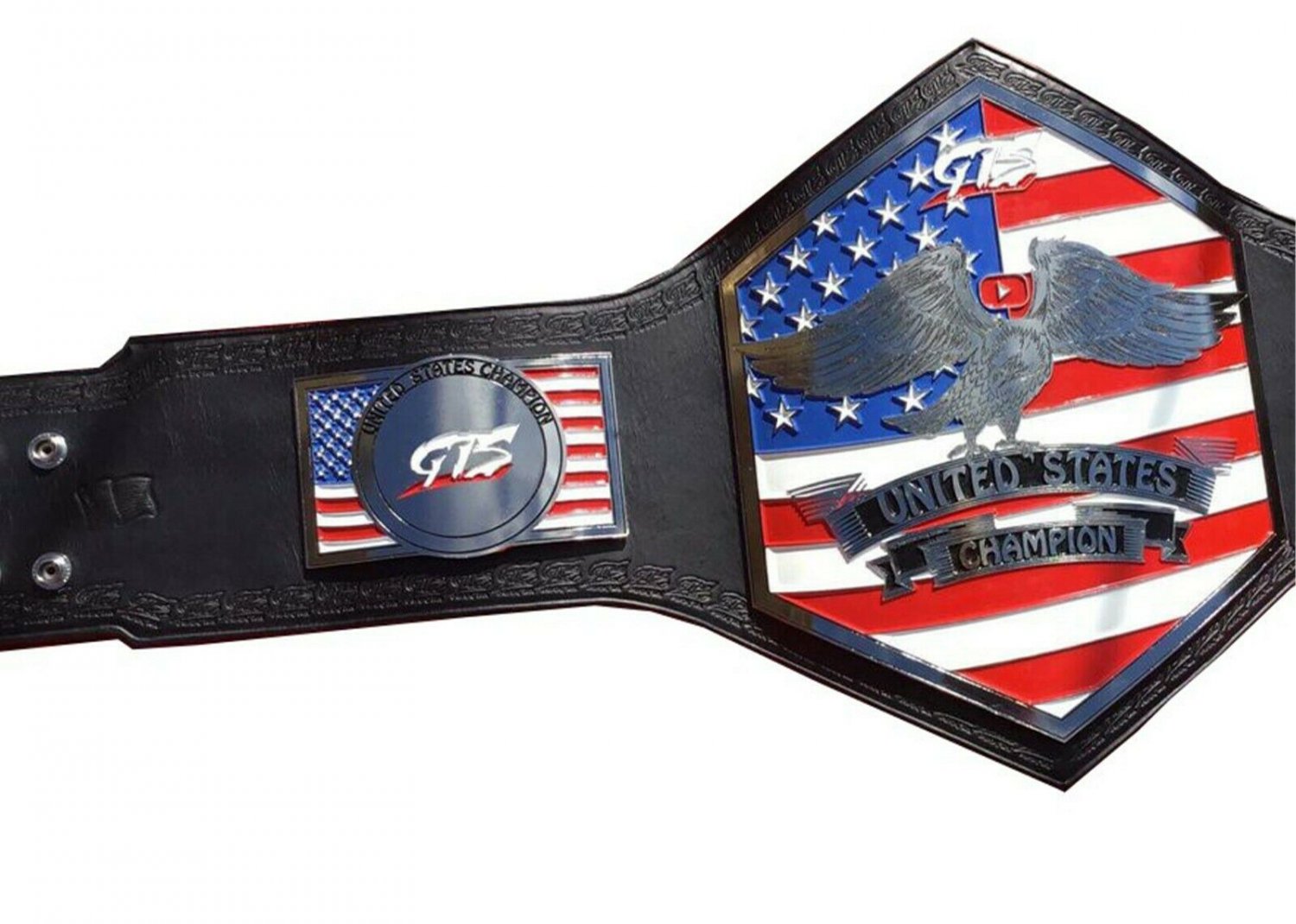 GTS UNITED STATES WRESTLING CHAMPIONSHIP BLACK LEATHER STRAP BELT ADULT ...