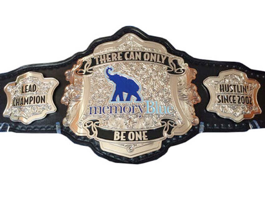 THERE CAN ONLY MEMORY BLUE BE ONE LEAD WRESTLING CHAMPIONSHIP BELT