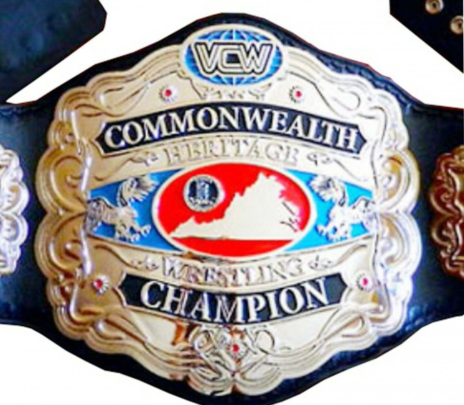 VCW COMMON WEALTH HERITAGE WRESTLING CHAMPIONSHIP BELT ADULT SIZE LEATHER STRAP BELT