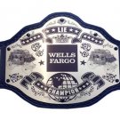 LIE WELLS FARGO WOW CHAMPION WRESTLING BELT BLACK LEATHER STRAP ADULT SIZE