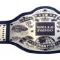 LIE WELLS FARGO WOW CHAMPION WRESTLING BELT BLACK LEATHER STRAP ADULT SIZE