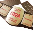 NWA GEORGIA TAG TEAM CHAMPIONS WRESTLING BELT BLACK LEATHER STRAP ADULT SIZE