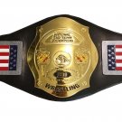 NWA NATIONAL TAG TEAM WRESTLING CHAMPIONSHIP BELT ADULT SIZE BLACK LEATHER STRAP