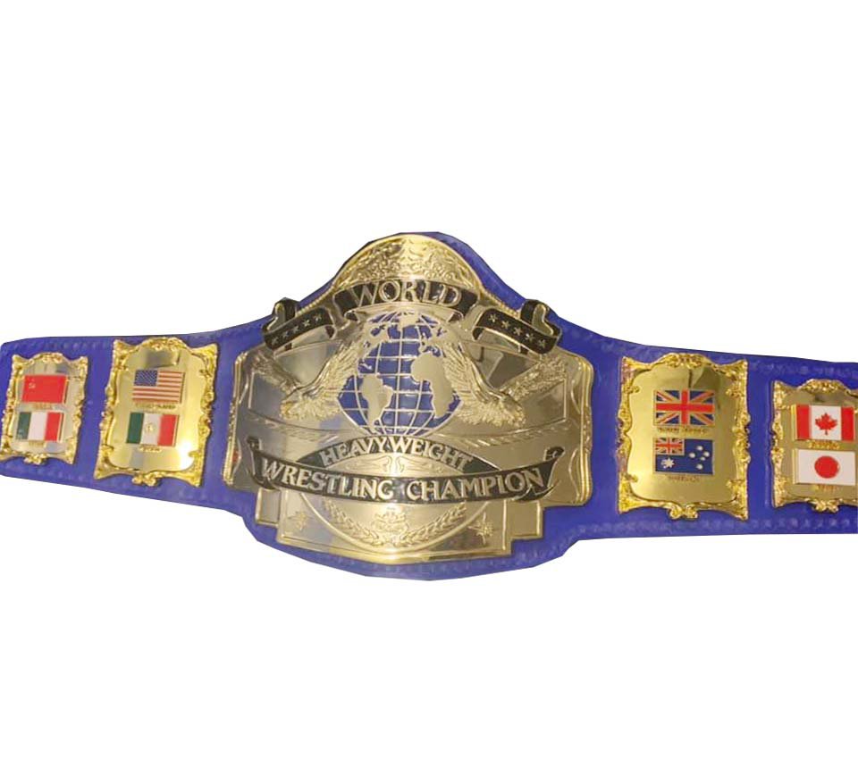ANDRE 87 WORLD HEAVYWEIGHT WRESTLING CHAMPIONSHIP BELT BLUE LEATHER STRAP ADULT SIZE