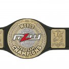 MLW WORLD TAG TEAM WRESTLING CHAMPION BELT ADULT SIZE BLACK LEATHER STRAP