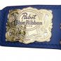 WRESTLEPALOOZA PABST BLUE RIBBON WRESTLING CHAMPION BELT ADULT SIZE BLUE LEATHER STRAP