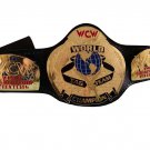 WCW WORLD TAG TEAM WRESTLING CHAMPIONSHIP BELT BLACK LEATHER STRAP ADULT SIZE