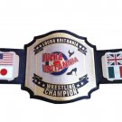 LUCHA BRITANNIA WRESTLING CHAMPIONSHIP BELT ADULT SIZE BLACK LEATHER STRAP