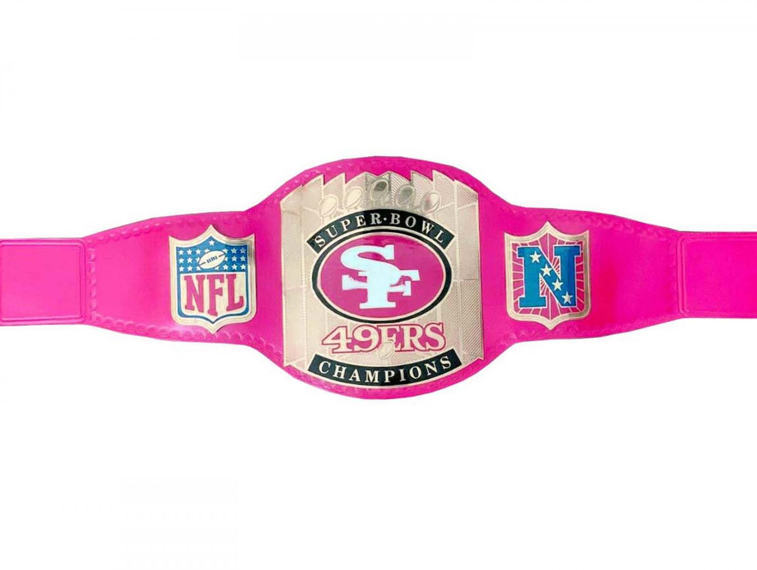 SUPER BOWL SF 49ERS CUSTOMIZE  WRESTLING CHAMPIONSHIP BELT ADULT SIZE PINK CUSTOM MADE LEATHER STRAP