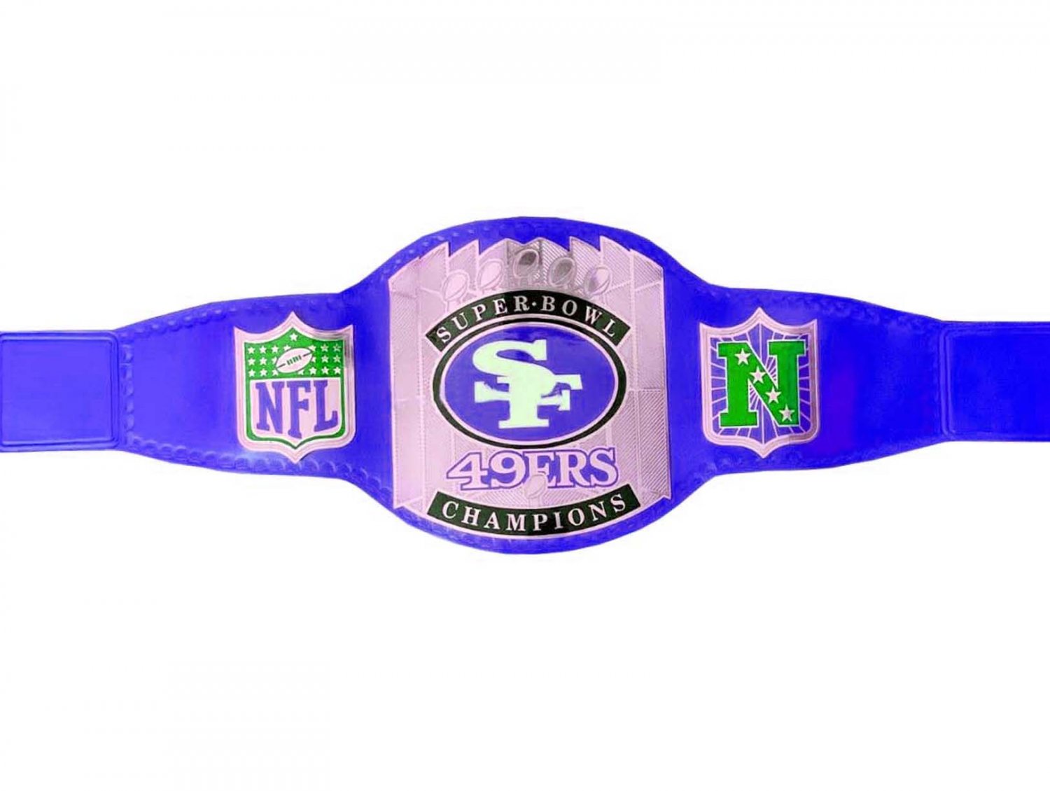 SUPER BOWL SF 49ERS CUSTOMIZE  WRESTLING CHAMPIONSHIP BELT ADULT SIZE BLUE LEATHER STRAP