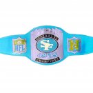 SUPER BOWL SF 49ERS CUSTOMIZE  WRESTLING CHAMPIONSHIP BELT ADULT SIZE LIGHT BLUE LEATHER STRAP