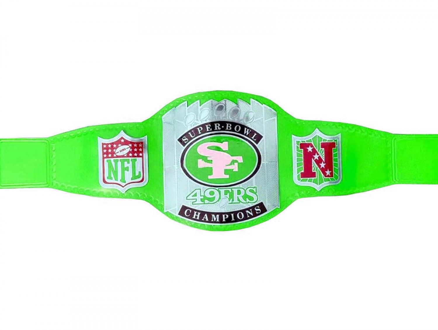 SUPER BOWL SF 49ERS CUSTOMIZE  WRESTLING CHAMPIONSHIP BELT ADULT SIZE GREEN LEATHER STRAP