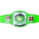 SUPER BOWL SF 49ERS CUSTOMIZE  WRESTLING CHAMPIONSHIP BELT ADULT SIZE GREEN LEATHER STRAP