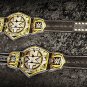 NXT TAG TEAM WRESTLING CHAMPIONSHIP BELT ADULT SIZE BLACK LEATHER STRAP