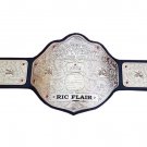 FANDU BIG GOLD RIC FLAIR CHAMPIONSHIP BELT ADULT SIZE BLACK LEATHER STRAP