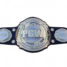 PCW HEAVYWEIGHT WRESTLING CHAMPIONSHIP 3D DUAL PLATED NICKLE  BELT BLACK LEATHER STRAP ADULT SIZE