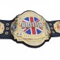 BRITISH HEAVYWEIGHT WRESTLING CHAMPIONSHIP CUSTOM 3D DUAL PLATED NICKLE  BELT BLACK LEATHER STRAP