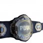 PCW TAG TEAM WRESTLING CHAMPIONSHIP 3D DUAL PLATED NICKLE BELT BLACK LEATHER STRAP ADULT SIZE