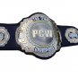 PCW TAG TEAM WRESTLING CHAMPIONSHIP 3D DUAL PLATED NICKLE BELT BLACK LEATHER STRAP ADULT SIZE