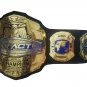 IMPACT WORLD WRESTLING CHAMPIONSHIP BELT ADULT SIZE BLACK LEATHER STRAP