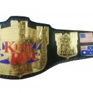 KING OF THE RING WRESTLING CHAMPIONSHIP BELT ADULT SIZE BLACK LEATHER STRAP