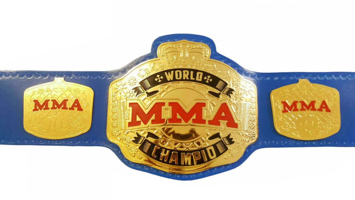 WORLD MMA BOXING CHAMPIONSHIP BLUE LEATHER STRAP BELT ADULT SIZE