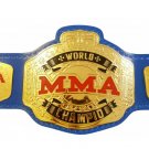 WORLD MMA BOXING CHAMPIONSHIP BLUE LEATHER STRAP BELT ADULT SIZE