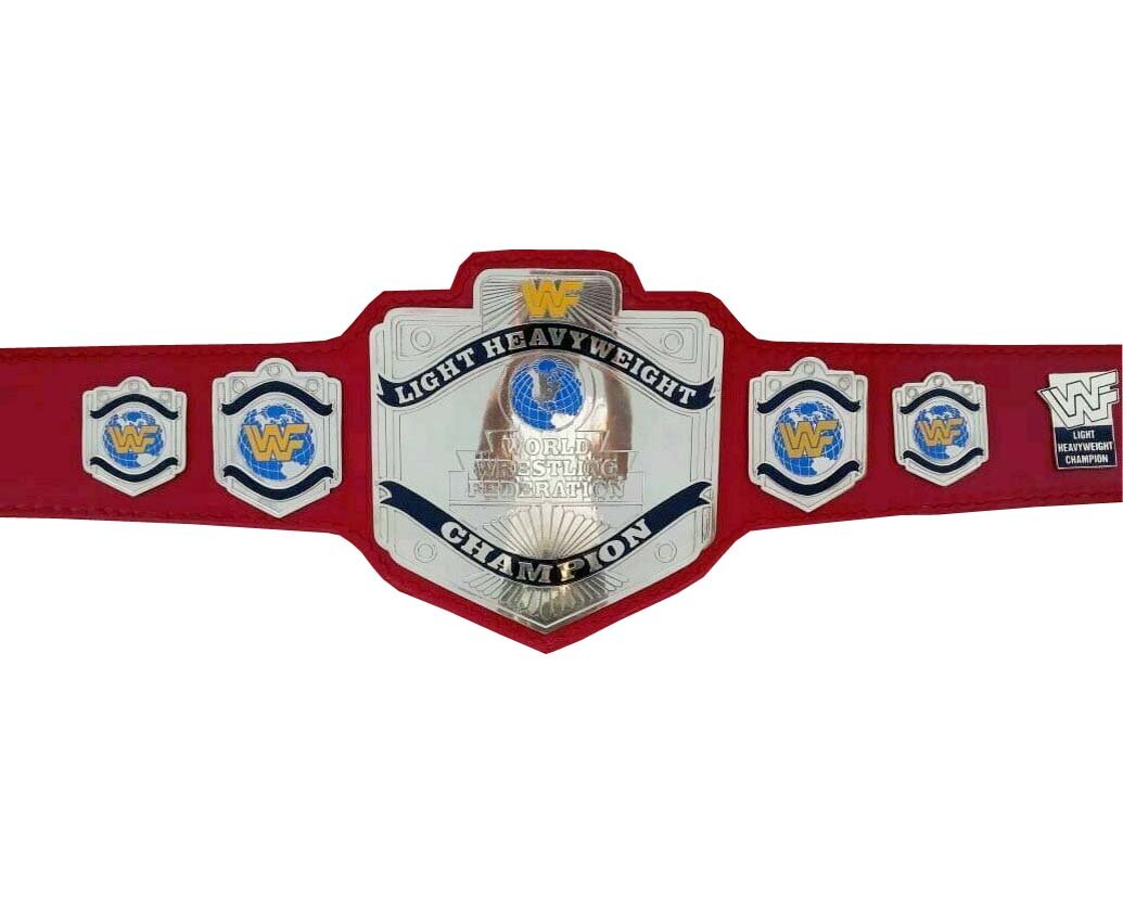 LIGHT HEAVYWEIGHT WRESTLING CHAMPIONSHIP BELT RED LEATHER STRAP