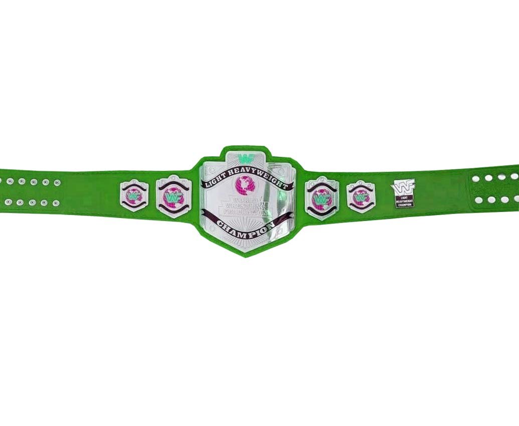 LIGHT HEAVYWEIGHT WRESTLING CHAMPIONSHIP RE LEATHER CUSTOM MADE BELT GREEN LEATHER STRAP