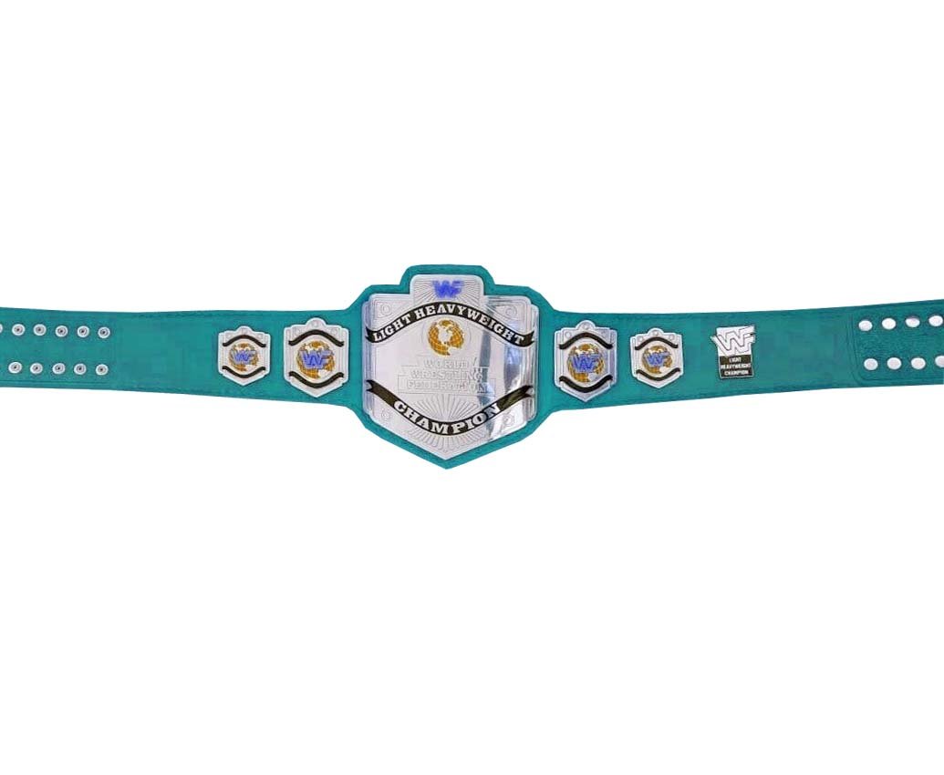 LIGHT HEAVYWEIGHT WRESTLING CHAMPIONSHIP RE LEATHER CUSTOM MADE BELT LIME BLUE LEATHER STRAP