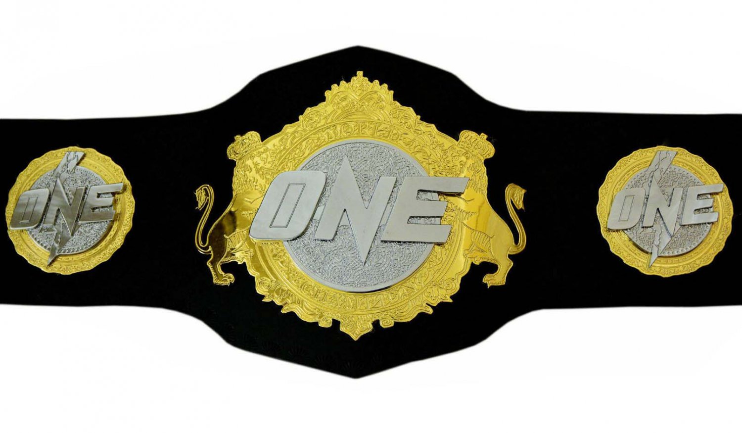ONE MMA BOXING CHAMPIONSHIP BELT ADULT SIZE BLACK LEATHER STRAP