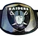 RAIDERS NFL WRESTLING CHAMPIONSHIP BELT BLACK LEATHER STRAP ADULT SIZE